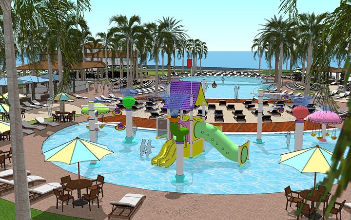 Margaritaville sunset walk pool and cabana waterpark early render
